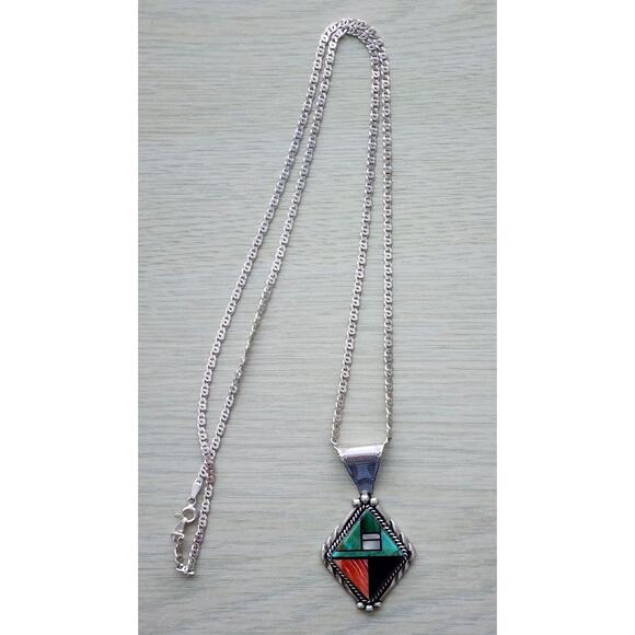 NECKLACE-Vintage-Turquoise-Rose Quartz-Onyx-Green Malachite-Long - Picture 8 of 16